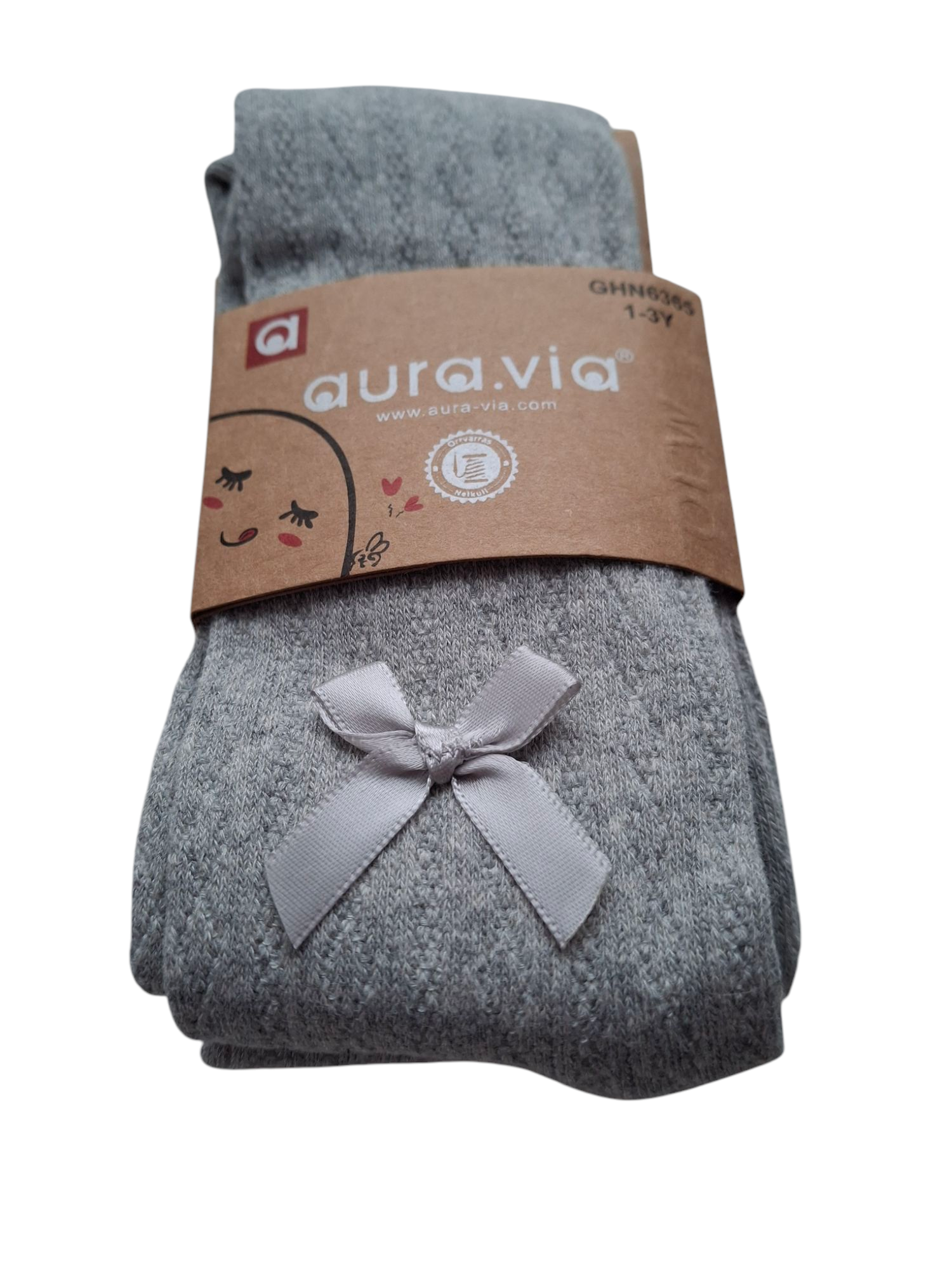 Ażurowe rajstopki dla dziewczynki z delikatną kokardką po boku, 90% bawełna – miękkie i eleganckie - obrazek 3