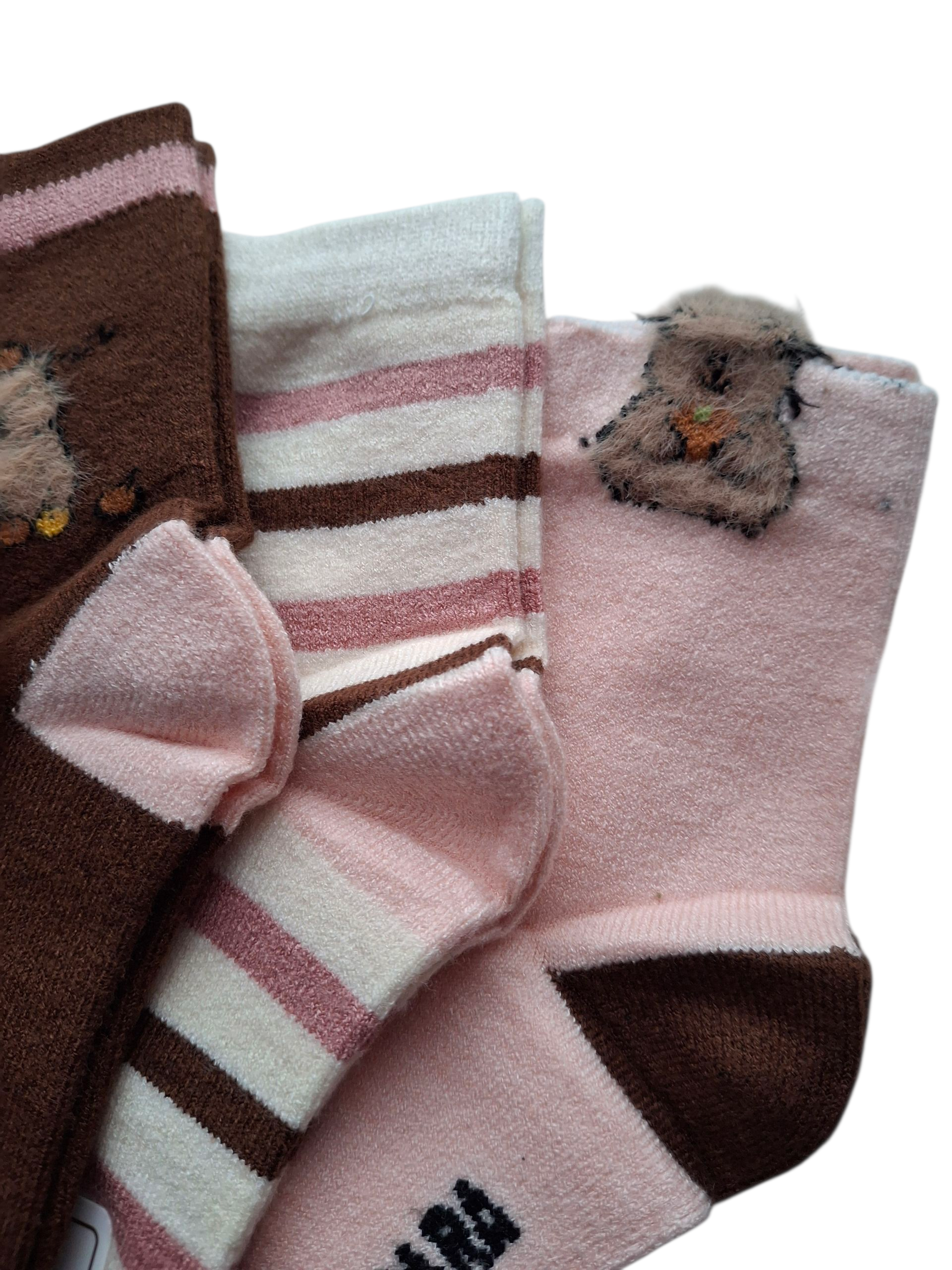 Zestaw 4-pak ciepłych skarpetek dla dziewczynki z domieszką wełny – 30% wełna, 20% nylon, 27% poliester, 3% spandex – miękkie i elastyczne - obrazek 3