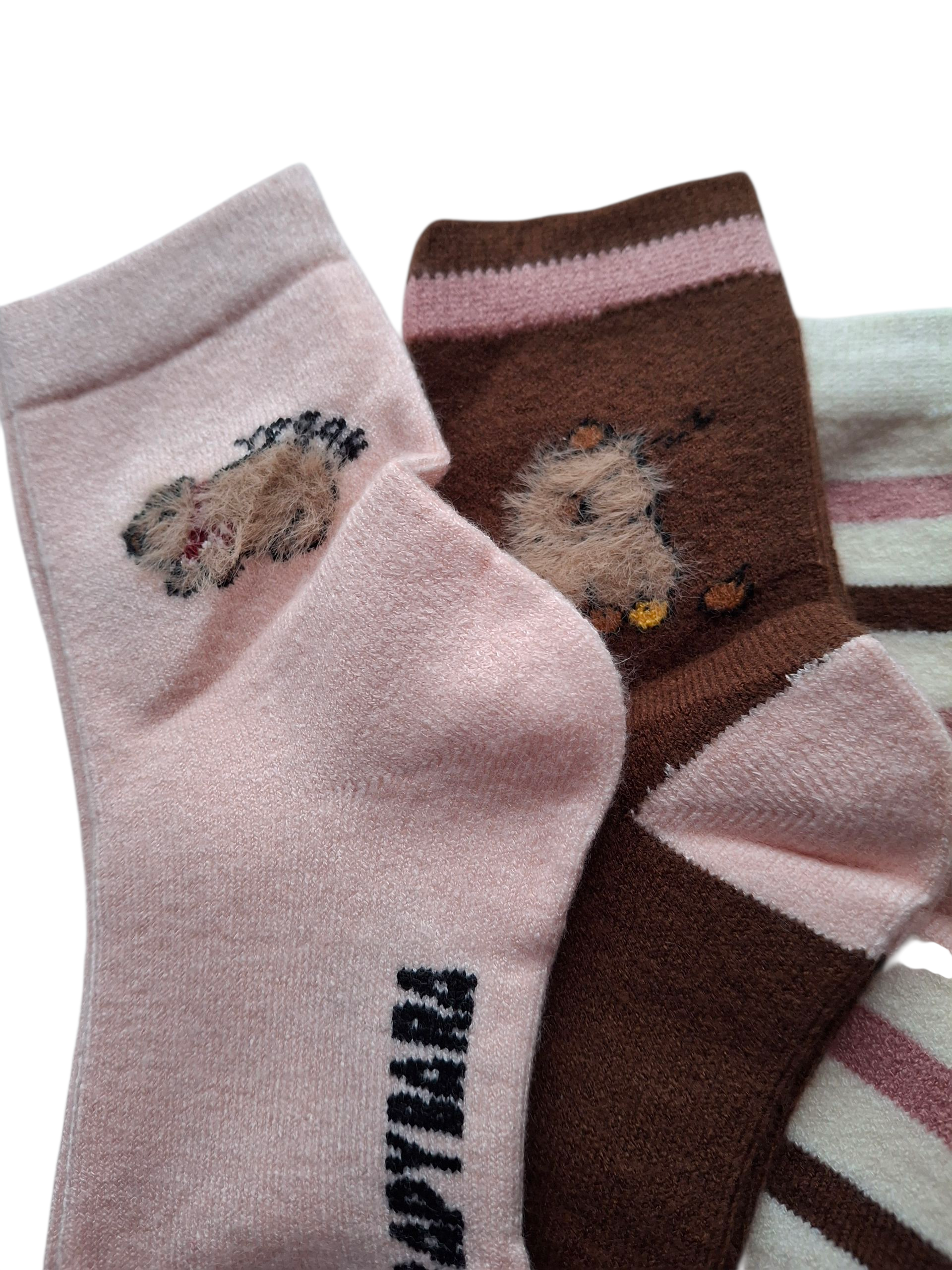 Zestaw 4-pak ciepłych skarpetek dla dziewczynki z domieszką wełny – 30% wełna, 20% nylon, 27% poliester, 3% spandex – miękkie i elastyczne - obrazek 2