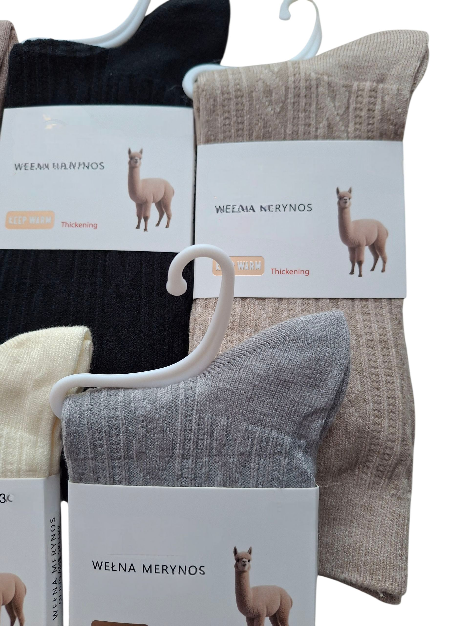 Zestaw 5 par damskich skarpetek z wełny merynosów – prążkowane z wzorem typu warkocz, ciepłe i stylowe - obrazek 3