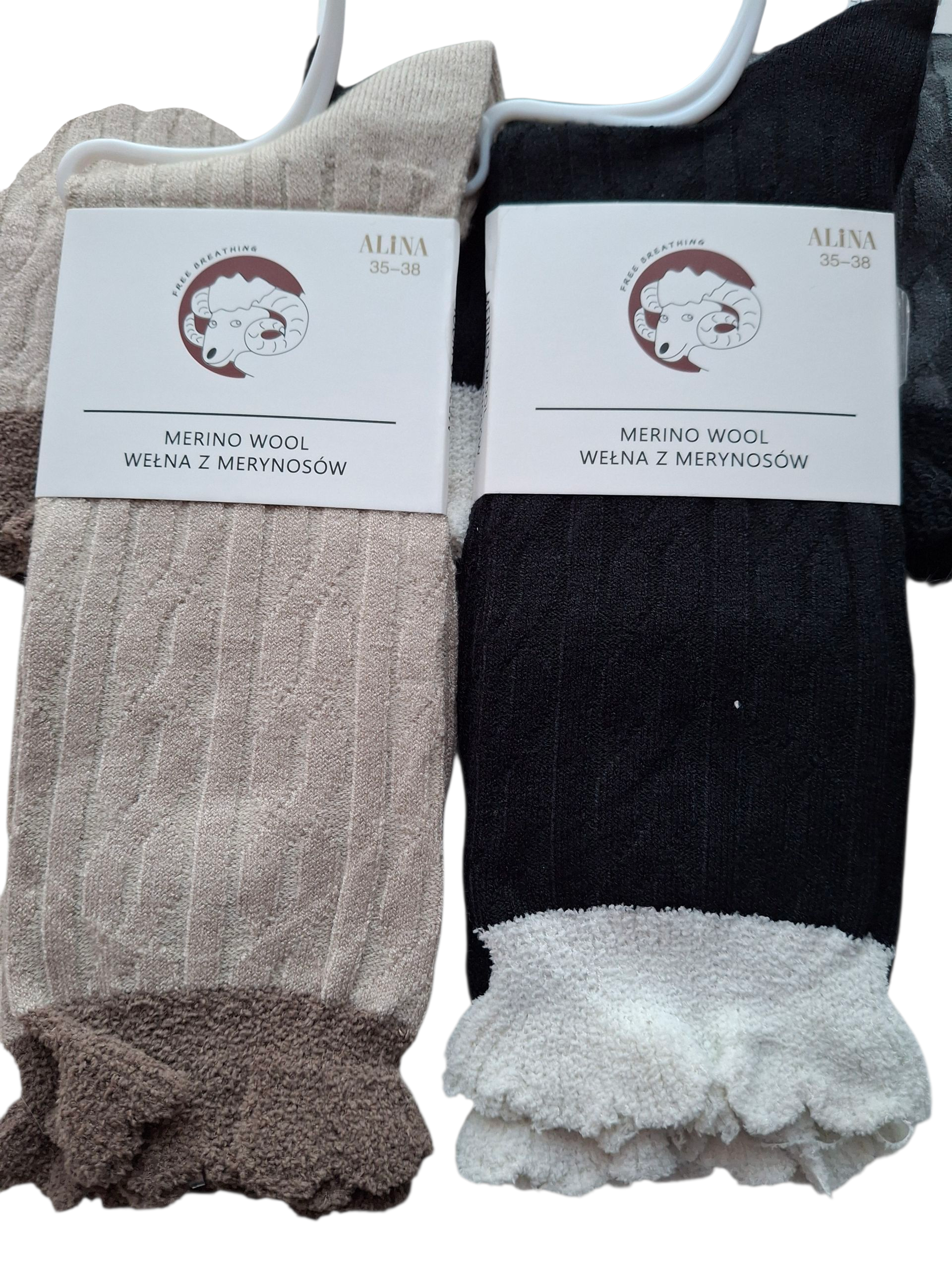 Zestaw 5 par damskich skarpetek z wełny merynosów – ciepłe, miękkie i stylowe - obrazek 4