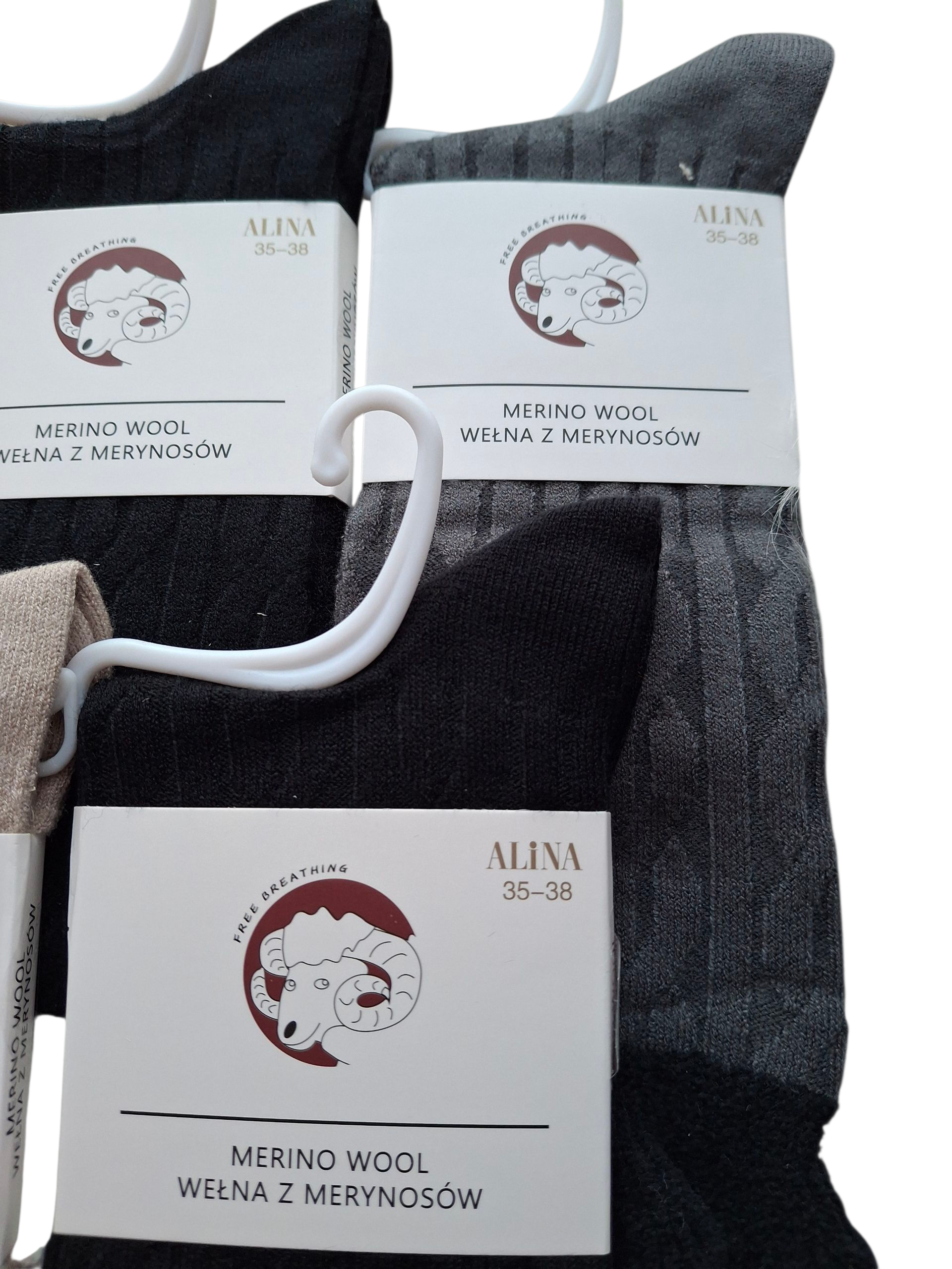 Zestaw 5 par damskich skarpetek z wełny merynosów – ciepłe, miękkie i stylowe - obrazek 3