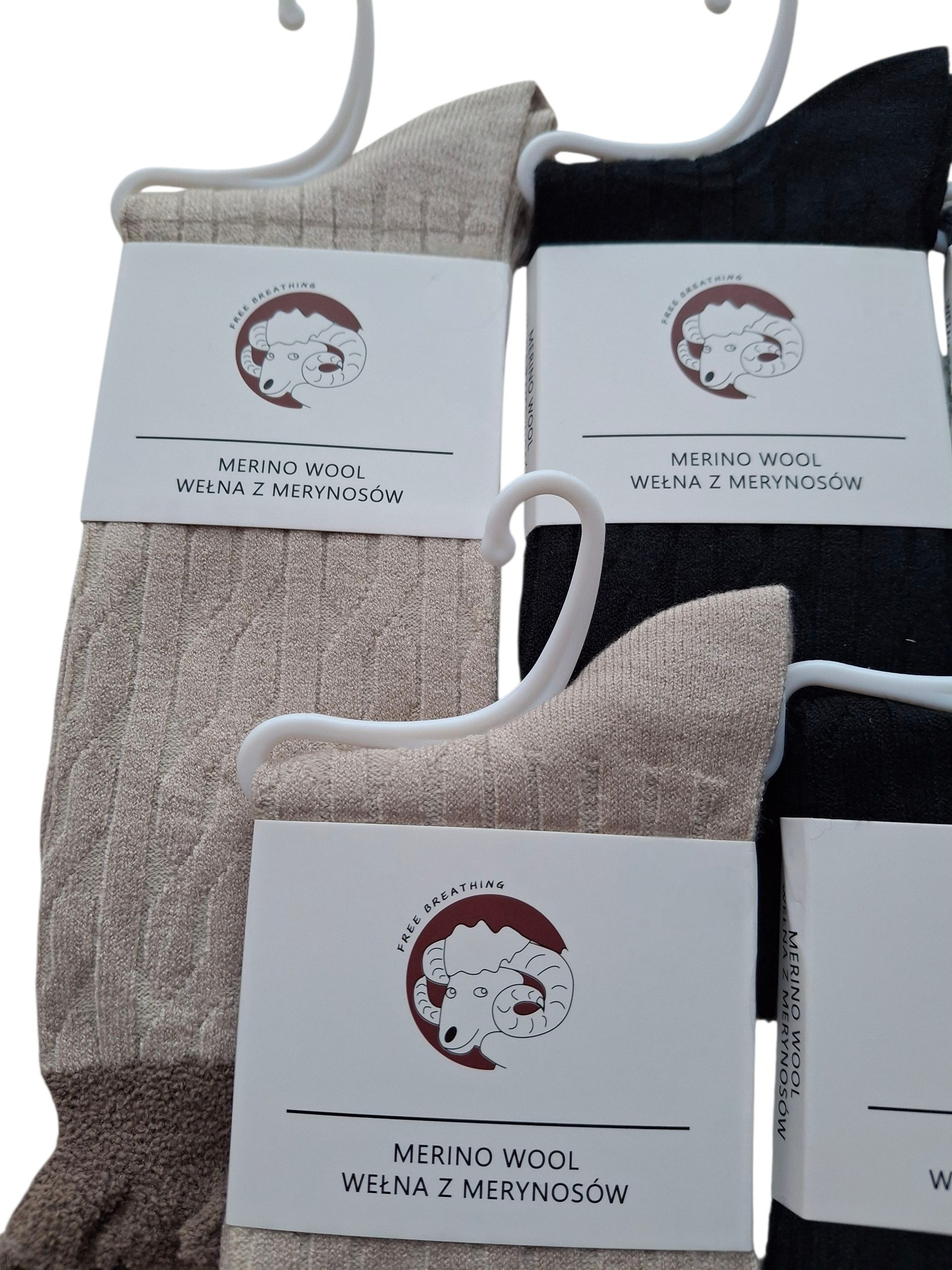 Zestaw 5 par damskich skarpetek z wełny merynosów – ciepłe, miękkie i stylowe - obrazek 2