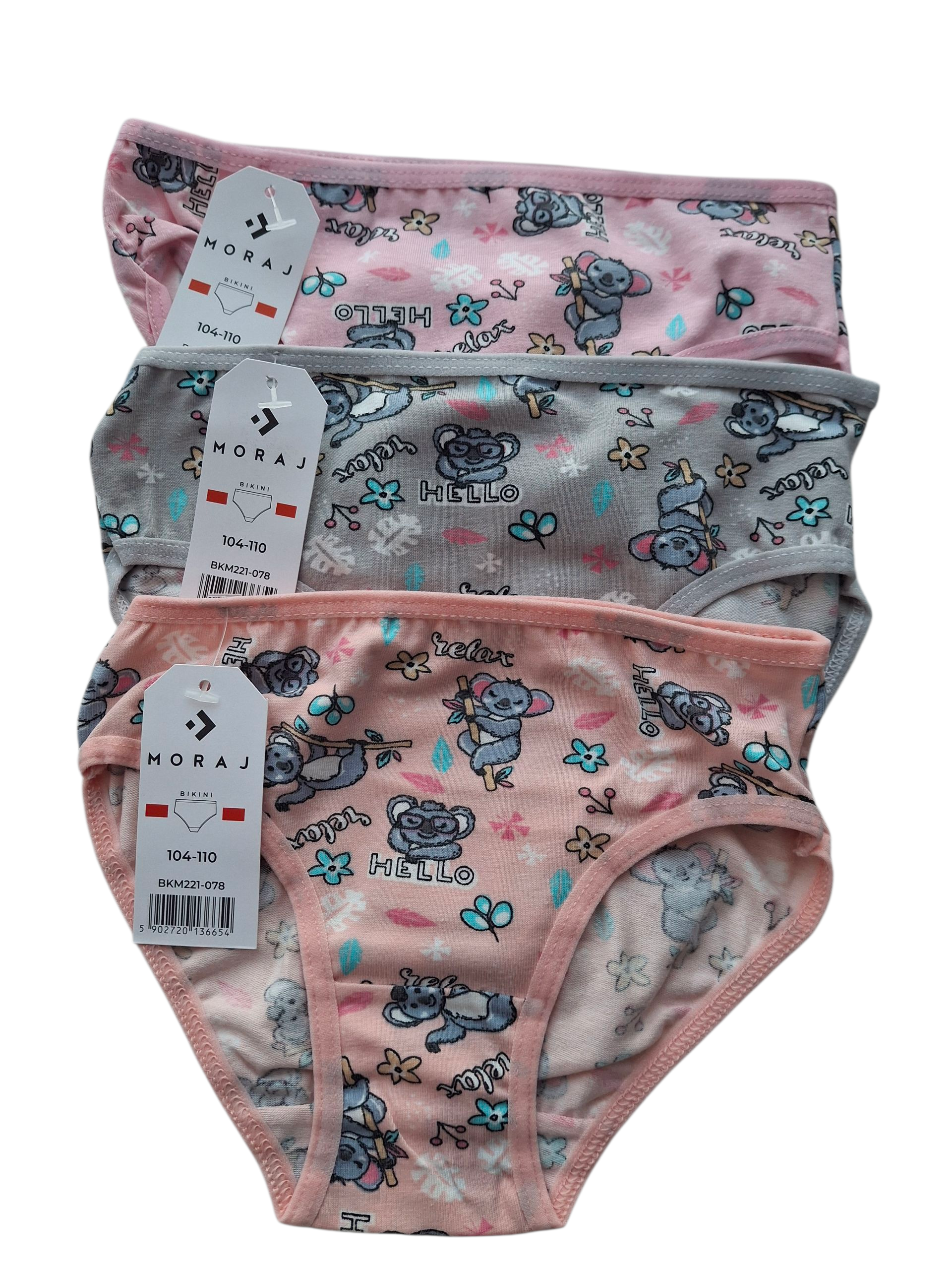 3-pak majteczek dziewczęcych fig – bawełniane, miękkie, kolorowe