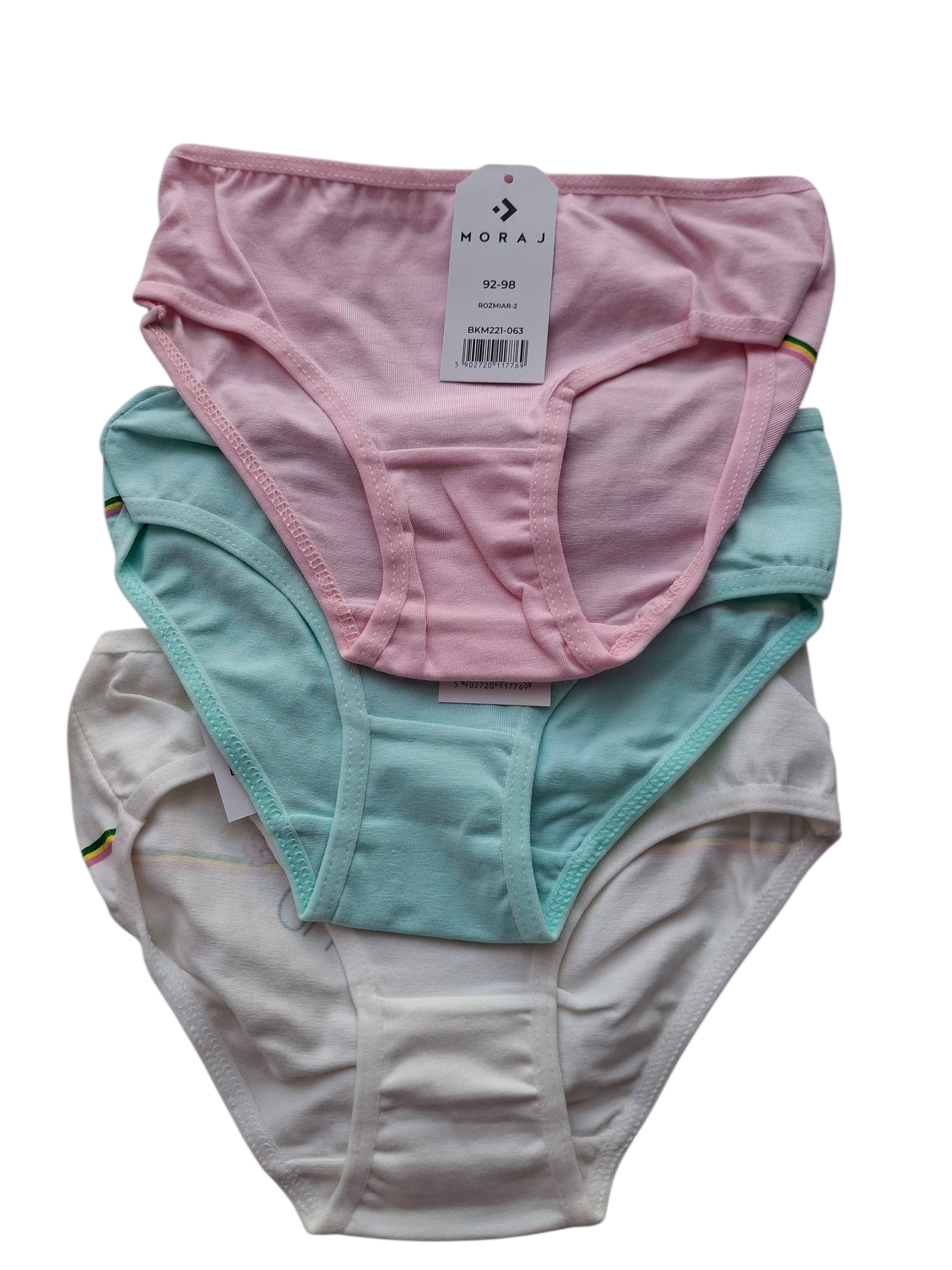 3-pak majteczek dziewczęcych fig – bawełniane, miękkie, kolorowe - obrazek 2