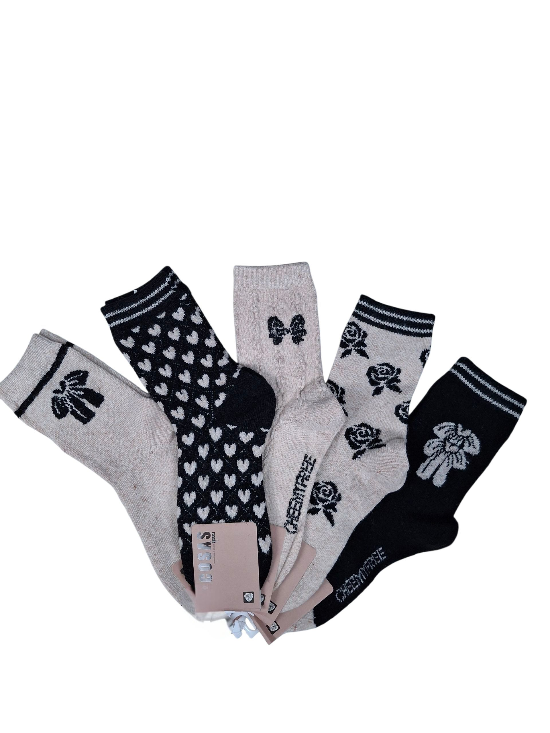 Zestaw 4-pak skarpetek damskich wełnianych – 40% wełna, 35% angora – ciepłe, trwałe i elastyczne