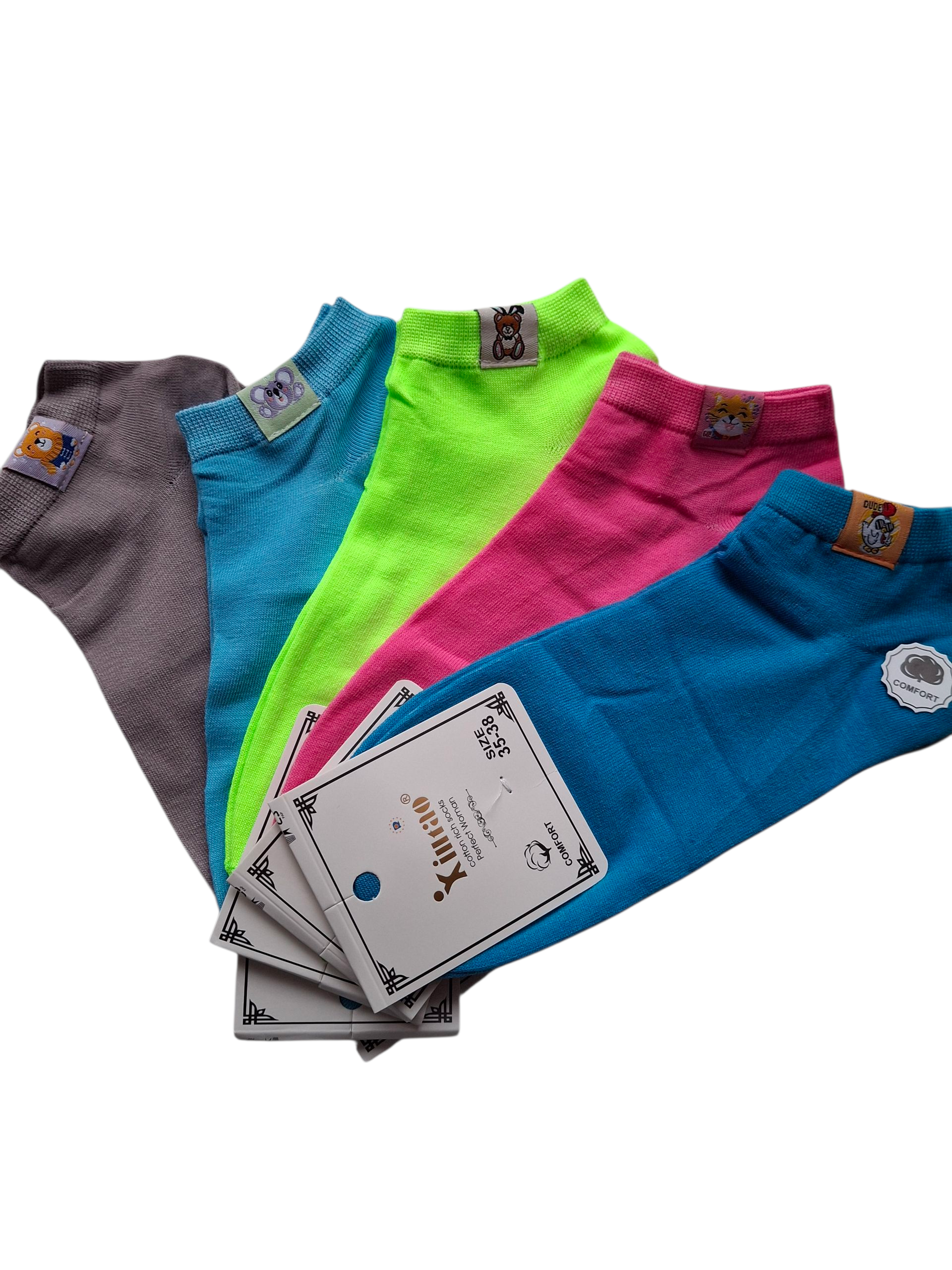 5-pak bawełnianych skarpetek stopek damskich – kolorowe, wygodne, przewiewne