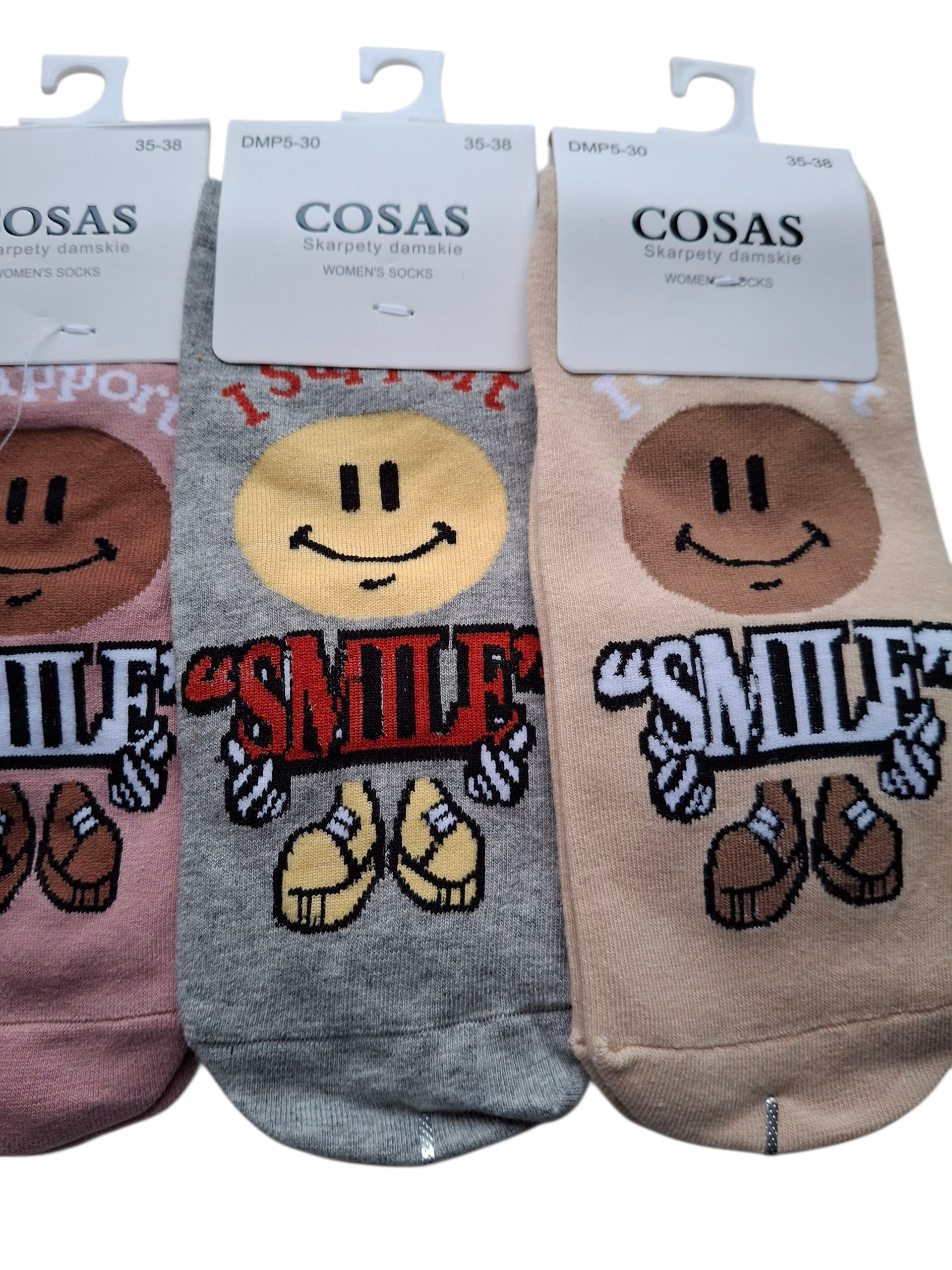 Skarpetki damskie stopki 5-pak SMILE – kolorowe, bawełniane, wygodne - obrazek 3