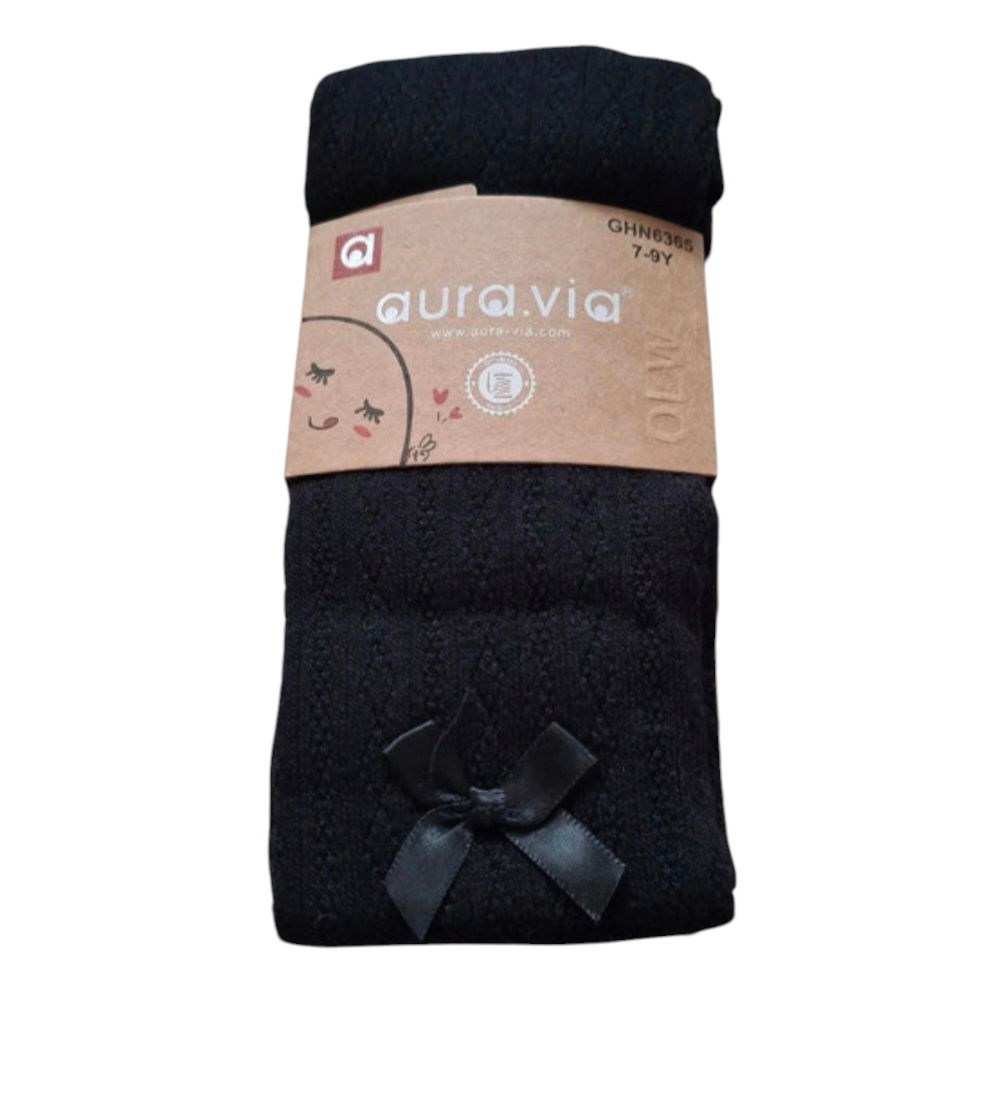 Ażurowe rajstopki dla dziewczynki z delikatną kokardką po boku, 90% bawełna – miękkie i eleganckie - obrazek 6