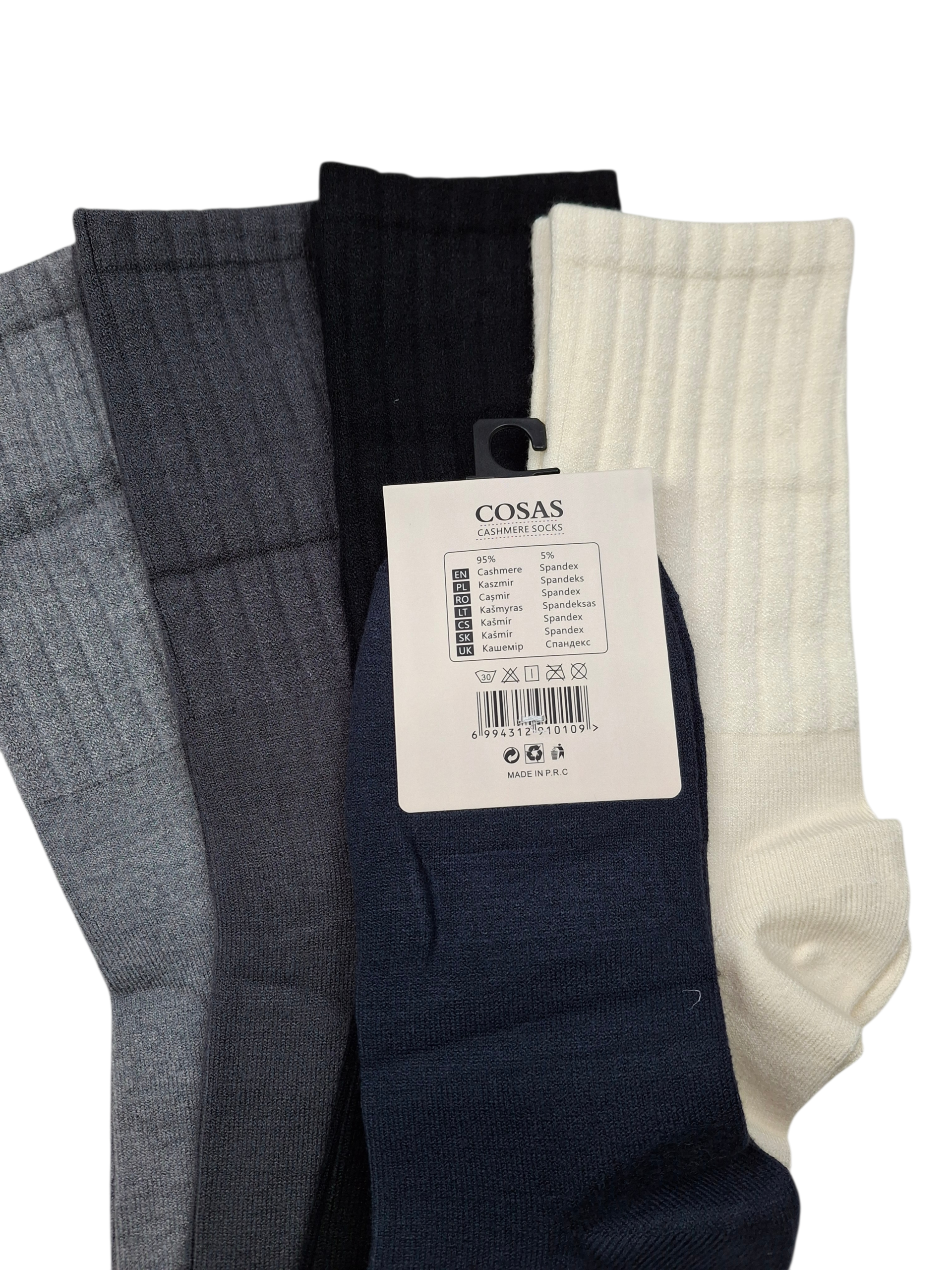 Zestaw 4 par męskich skarpet kaszmirowych zimowych – ciepłe, długie - obrazek 4