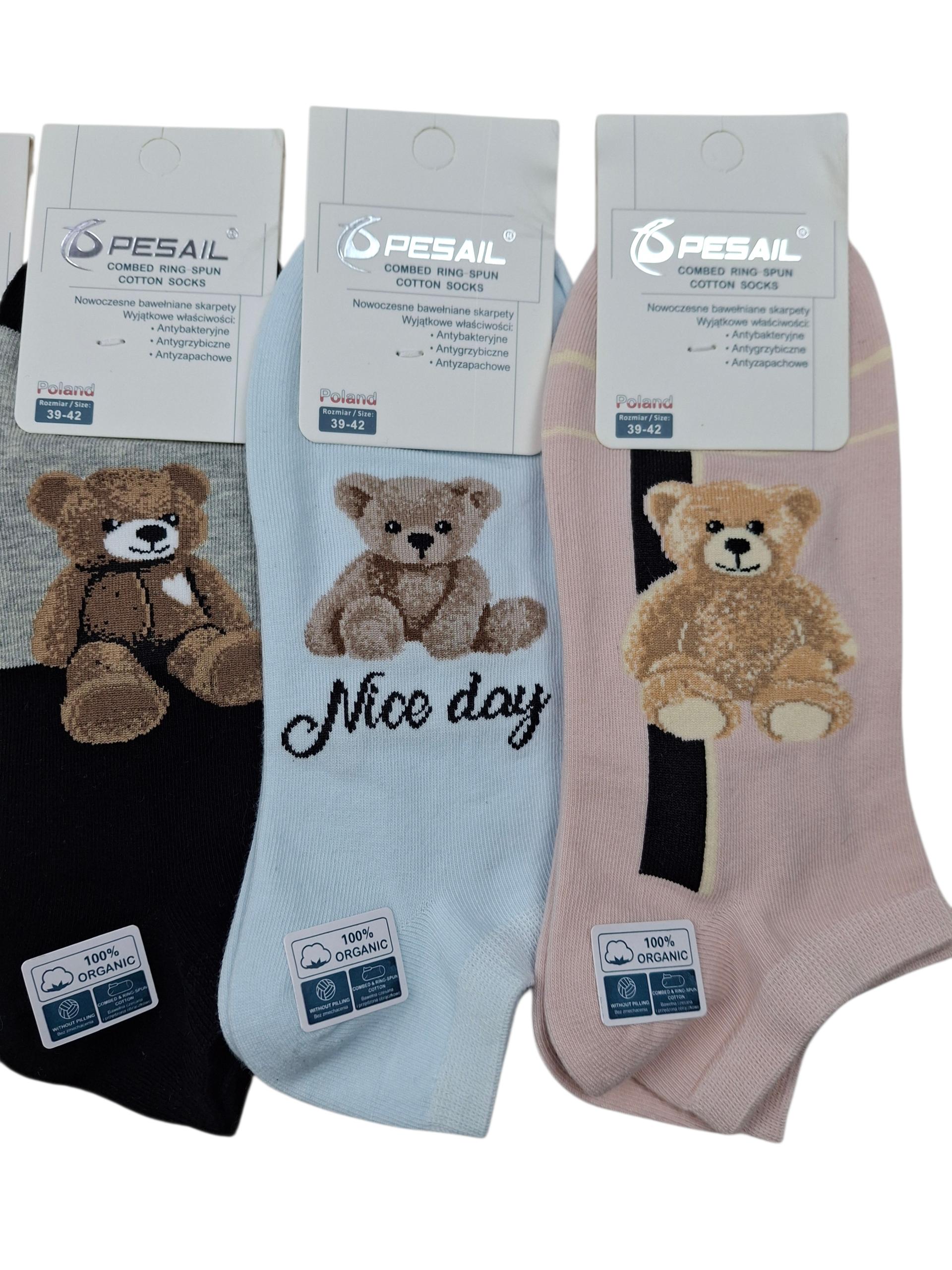 5- pak skarpetek stopek z misiem , bawełniane 98% - obrazek 3