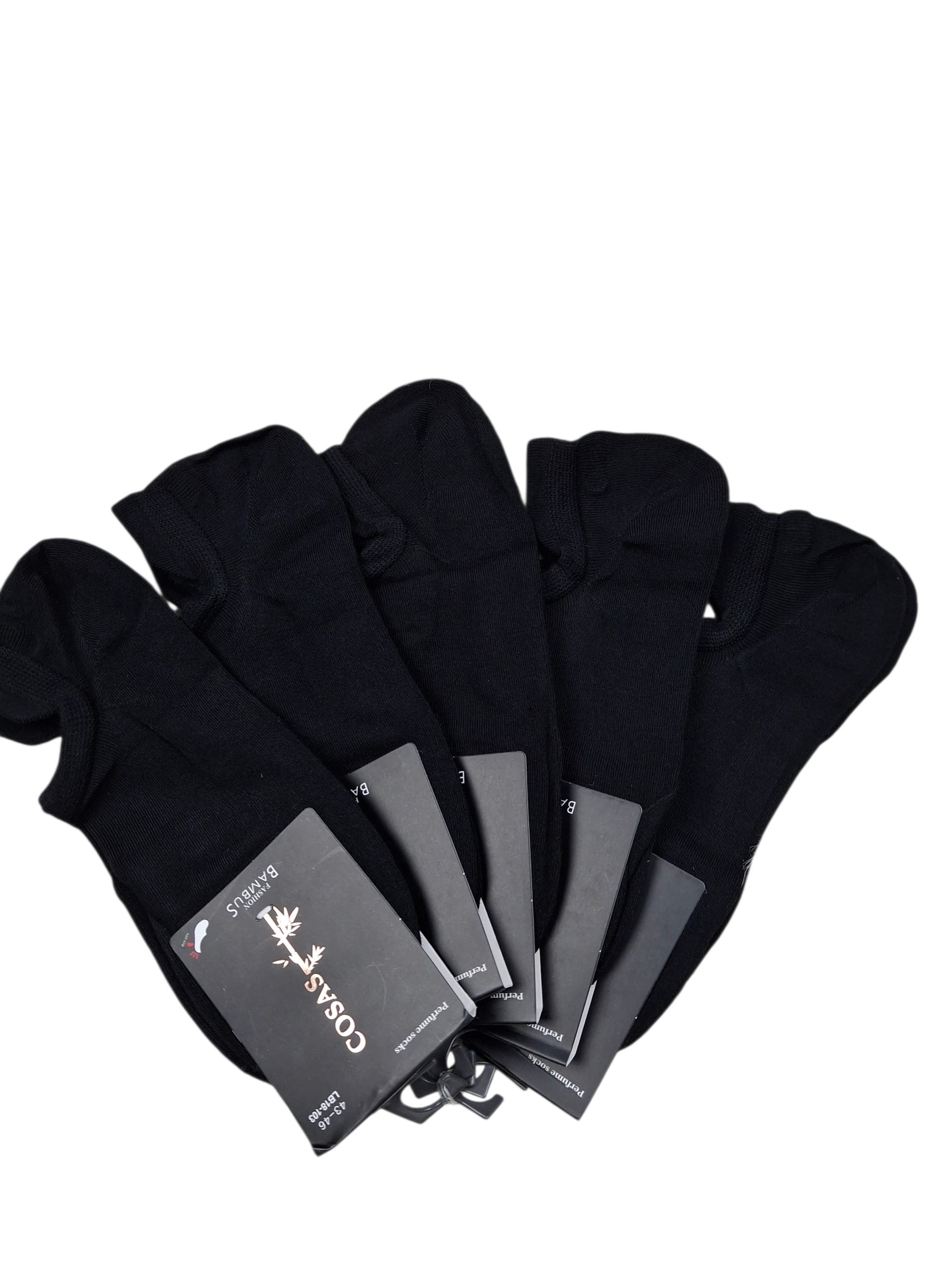 5-pak czarnych skarpetek męskich bambusowych 95% gładkie