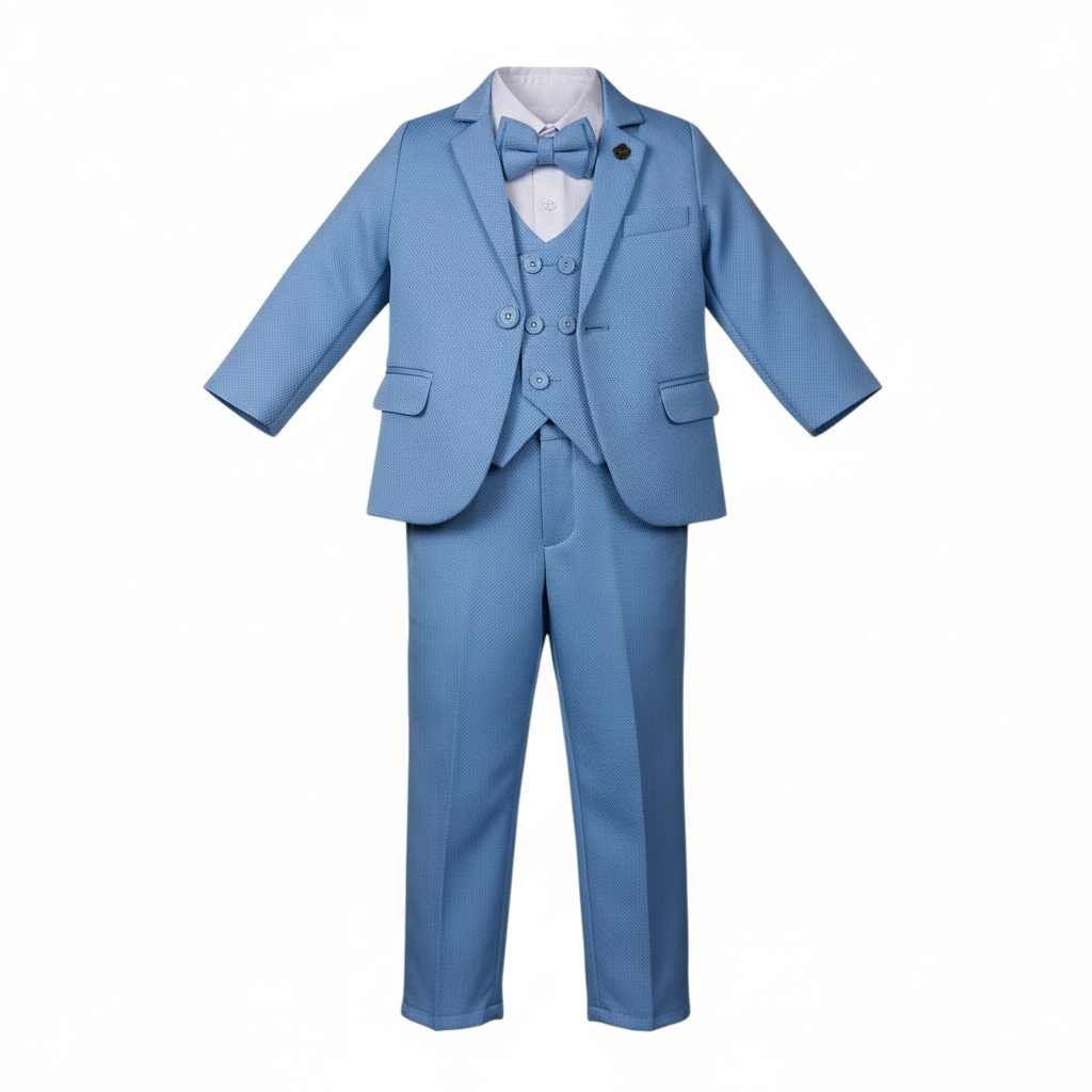 Błękitny elegancki garnitur chłopięcy 5-częściowy – wizytowy