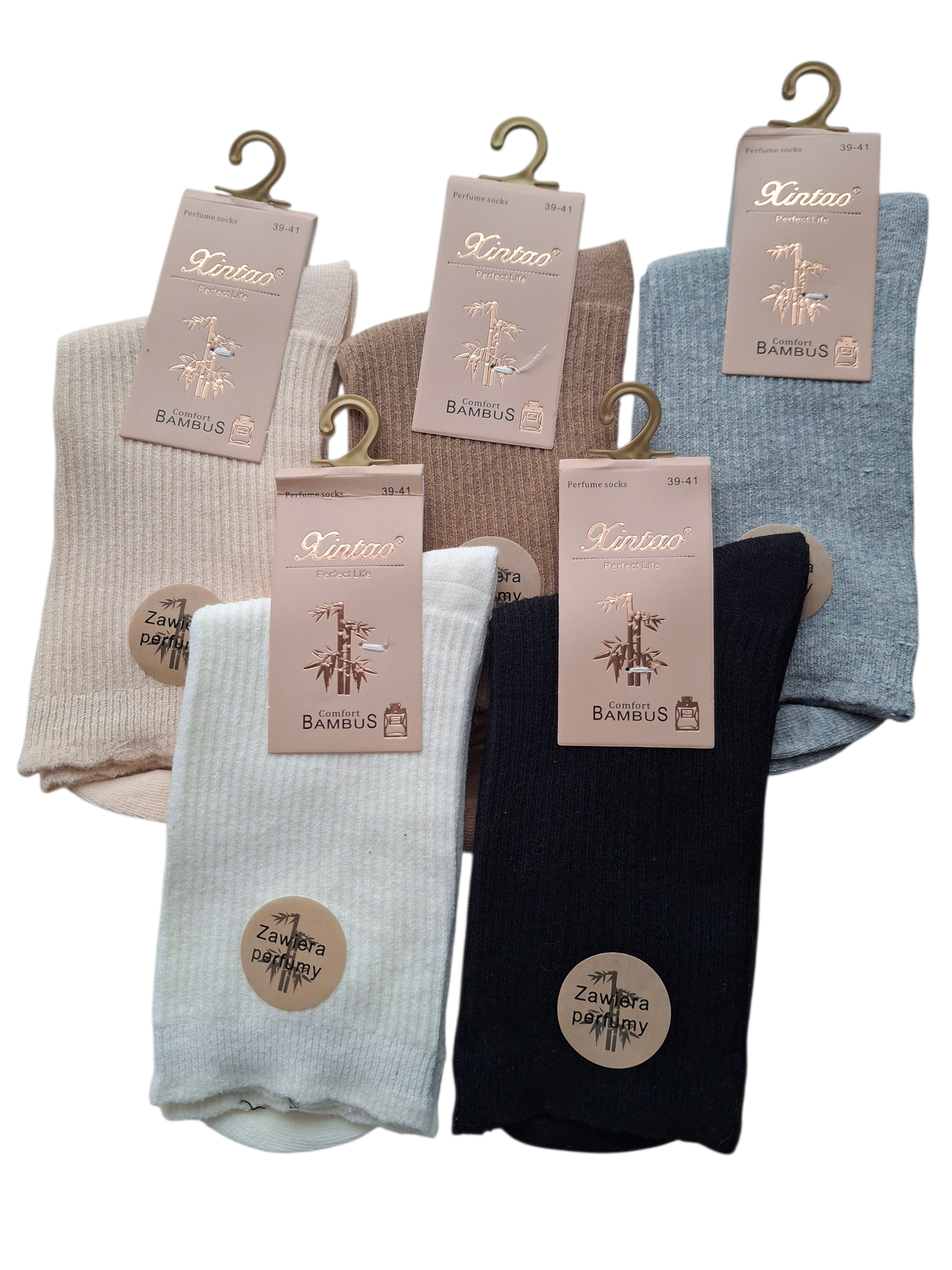 Skarpetki damskie bambusowe | 5-pak | Długie | Prążkowane | Perfumowane