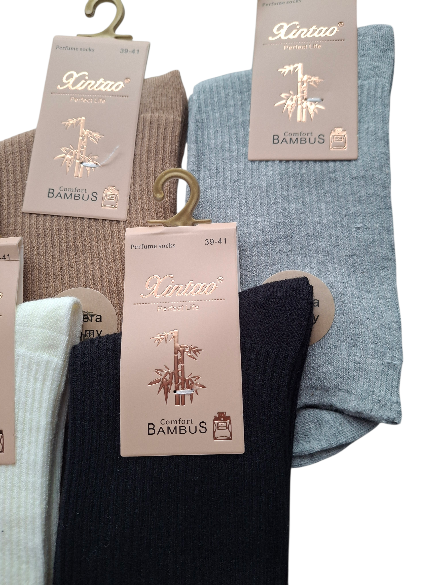 Skarpetki damskie bambusowe | 5-pak | Długie | Prążkowane | Perfumowane - obrazek 3