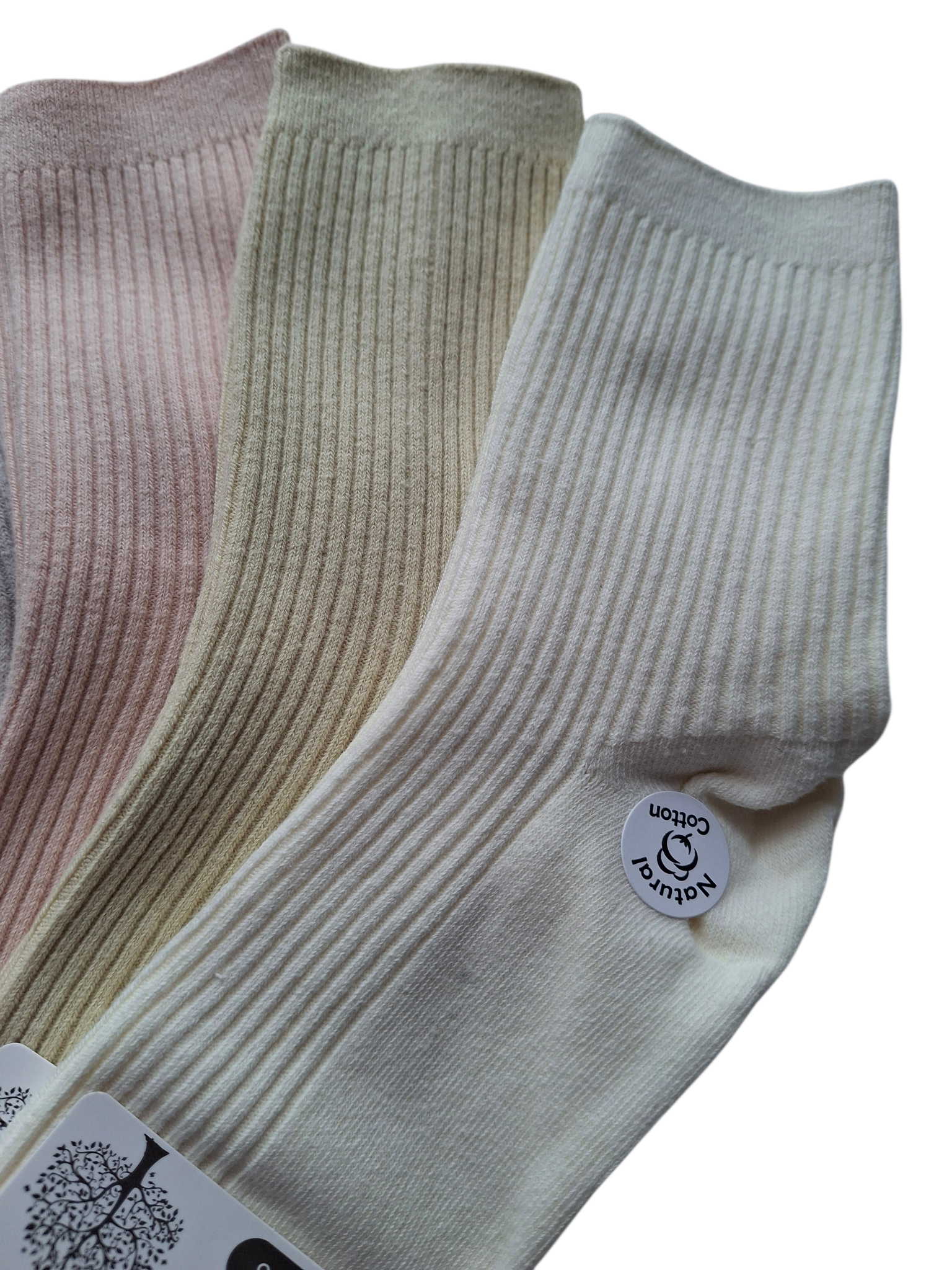 Skarpetki damskie bawełniane | 5-pak | Prążkowane | Kolory neutralne - obrazek 3