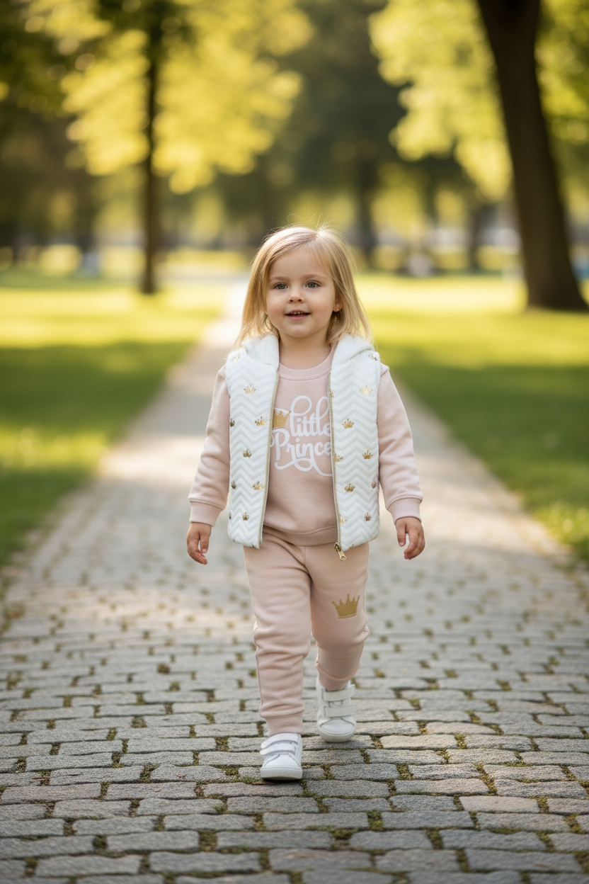 Dziewczęcy zestaw 3-częściowy | Dres + Kamizelka (bezrękawnik) - obrazek 5